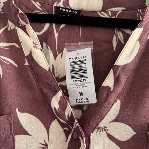 Floral Sleeveless Blouse in Burgundy and Cream - Picture 4 of 4